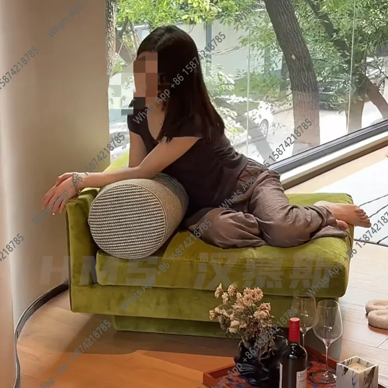 

X Pastoral Minimalist Design Niche New Single Leisure Sofa Chair Forest Matcha Green Lazy Home Chair
