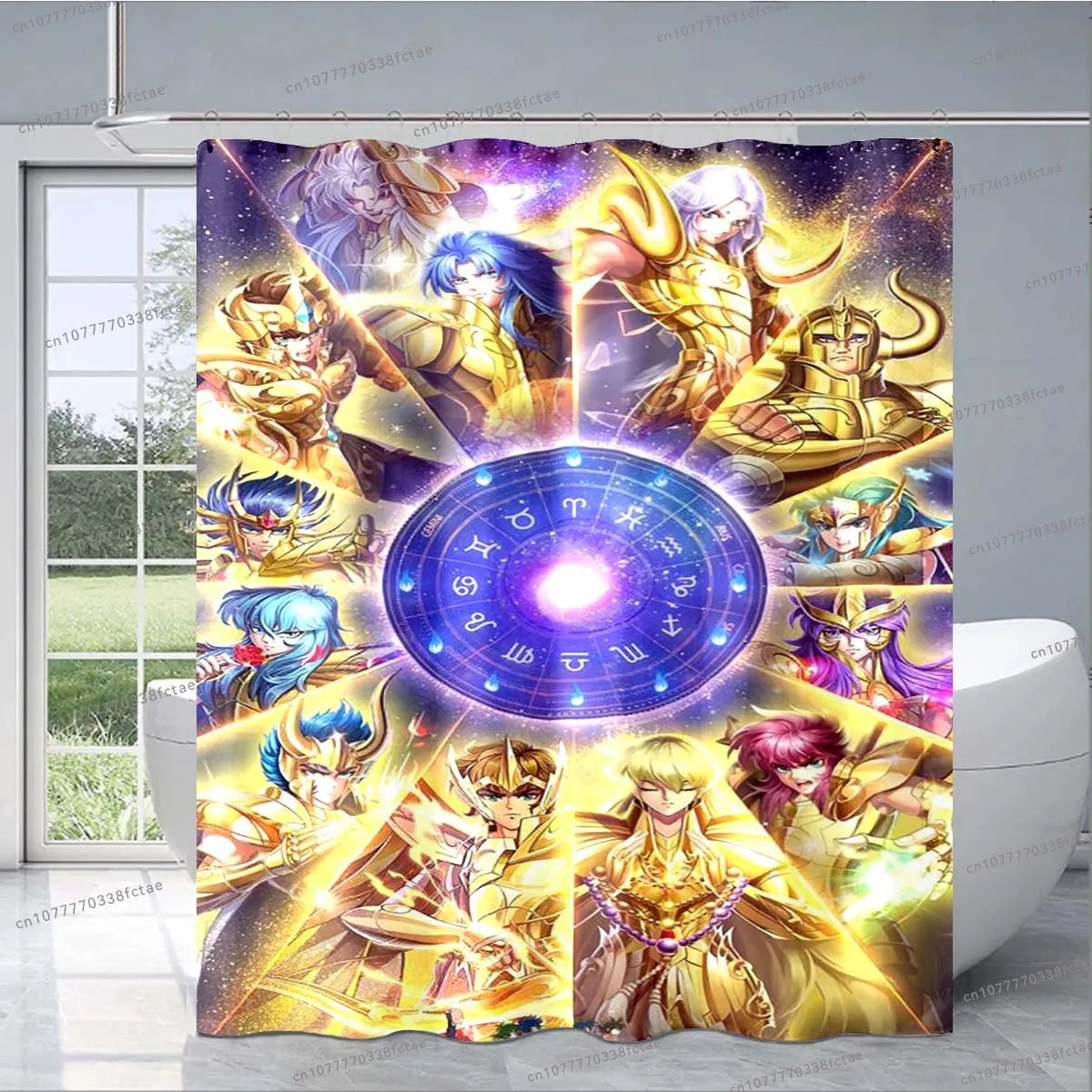 3D Retro Saint Seiya Golden Shower Curtain Classic Anime Cartoon Shower Curtain Adult Kids Bathroom Decoration Birthday Gift