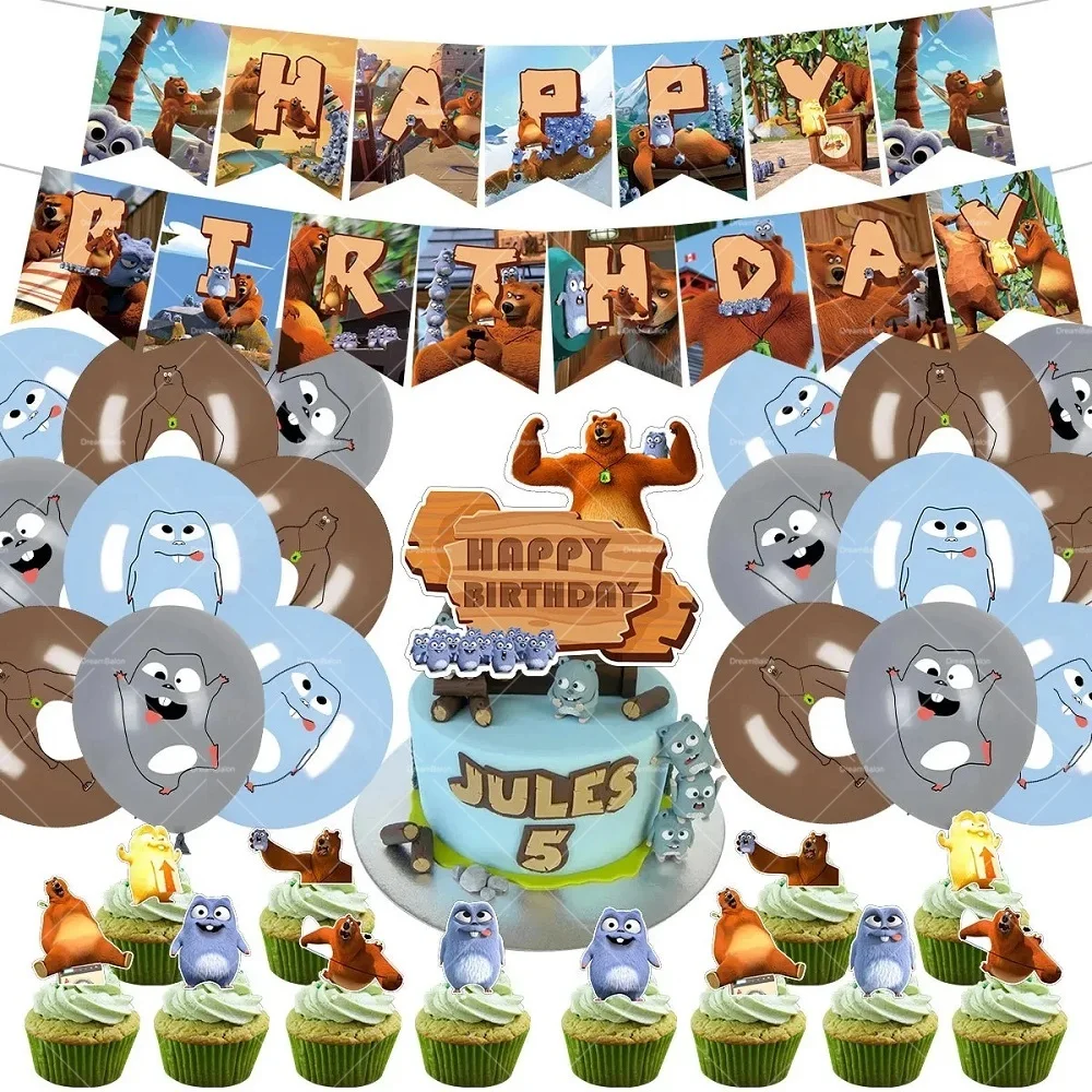 Grizzy And The Lemmings زينة حفلة عيد الميلاد 32 بوصة احباط بالونات خلفية كعكة القبعات العالية لوازم استحمام الطفل الاطفال اللعب