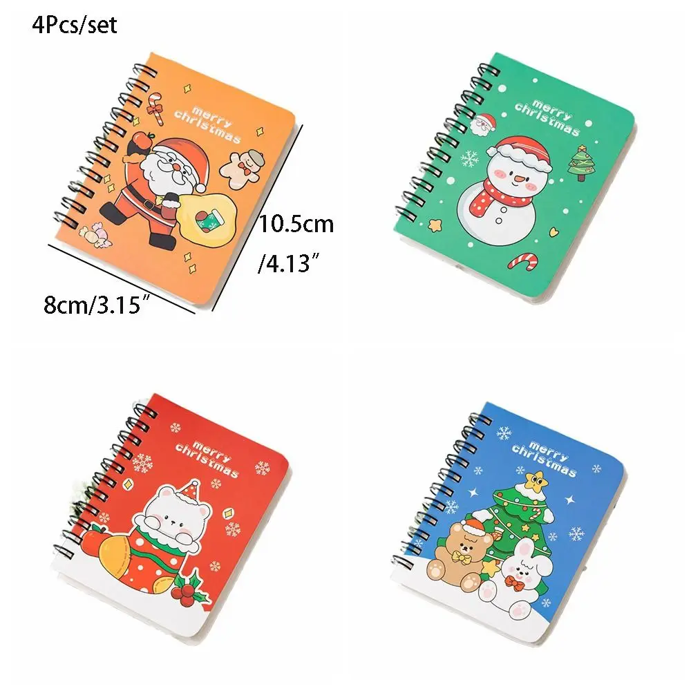 4Pcs/set Detachable Christmas Coil Notepad Thickened Cartoon Loose-leaf Notebook Cute Side-flip Coil Book Christmas Gift