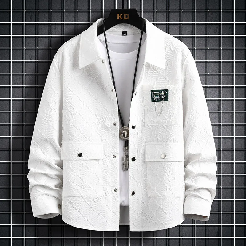 

Casual Plaid irt Men's Spring Autumn Faion Jaet Small Fraance Sle Loose Fit Long Sve Polyester Fiber BKTCSJK02