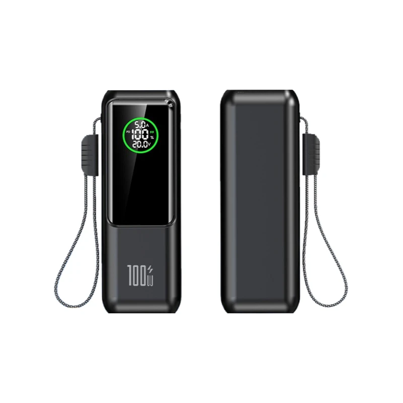 20000mAh Portable Laptop Power Bank High Power 100W Super Fast-Charging External Battery with Built-in Cable For iPhone Laptop