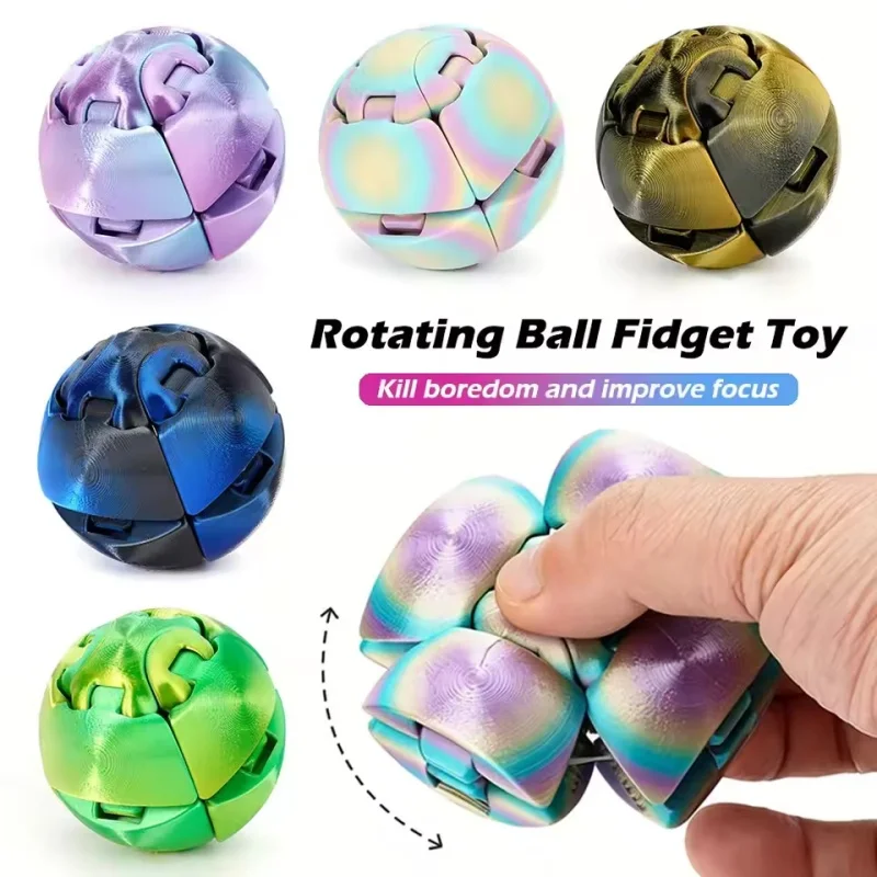 3D Printed Twistsphere Fidget Toy Gradient Gear Ball Rotating Liquid Flow Ball Anxiety Relief Decompression Toy