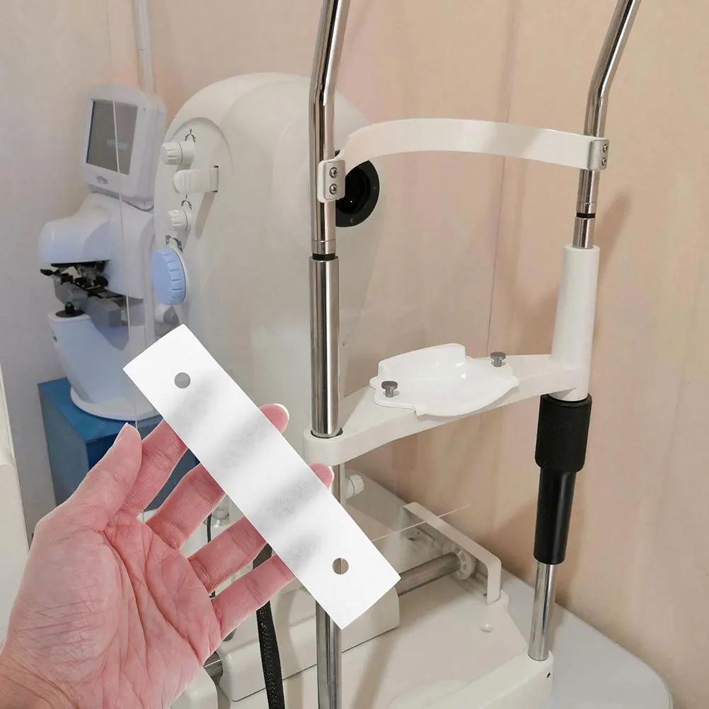 

2 шт., 2 упаковки, одноразовые бумажные подголовники для офтальмологических исследований, с гладкими краями, для щелевой лампы, для обучения, расходные материалы для оптометрии