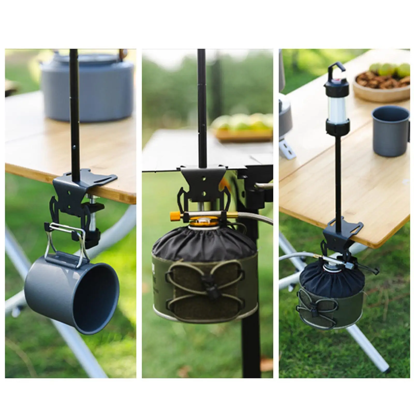 

Universal Camping Gas Canister Table Clamp Heavy Duty Carbon Steel Hanger for Folding Kitchen Table