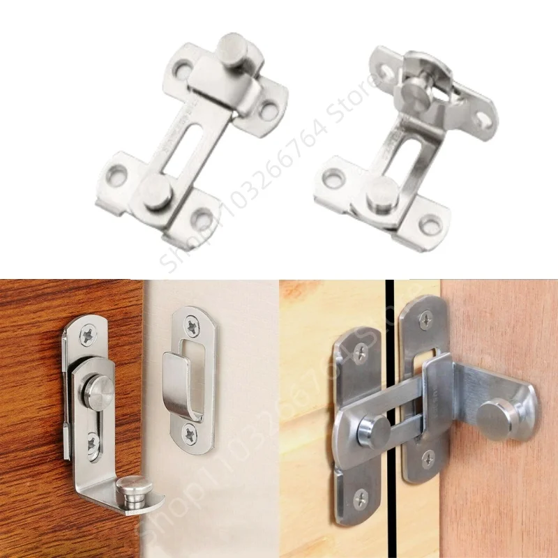 Universal Door Lock Guard Latch Bolt 180/90° Stainless Steel Toggle Latch Sliding Barn Door Lock Black Right Angle Barn Lock
