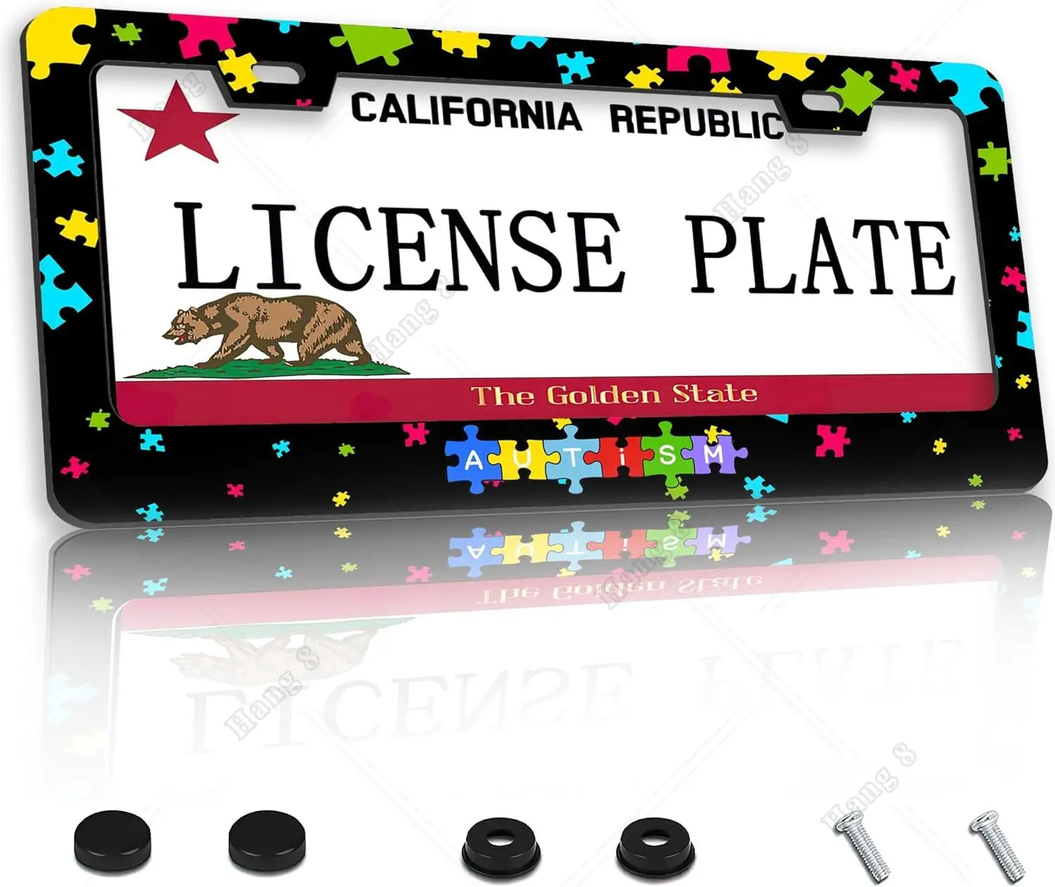 

License Plate Frames Autism Awareness License Plate Frame for Car Decorative Car Tag Frames 12x6 in Metal License Plate Holder