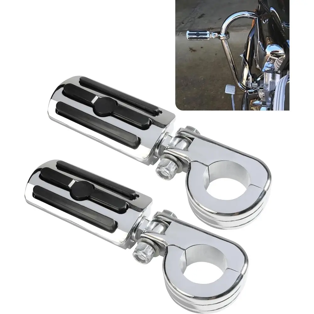 

Motorcycle Highway Pegs, Crash Bar Foot Pegs, Multi-Angle Adjustable Pegs, 1.25 Engine Foot Pegs Bracket Clamp