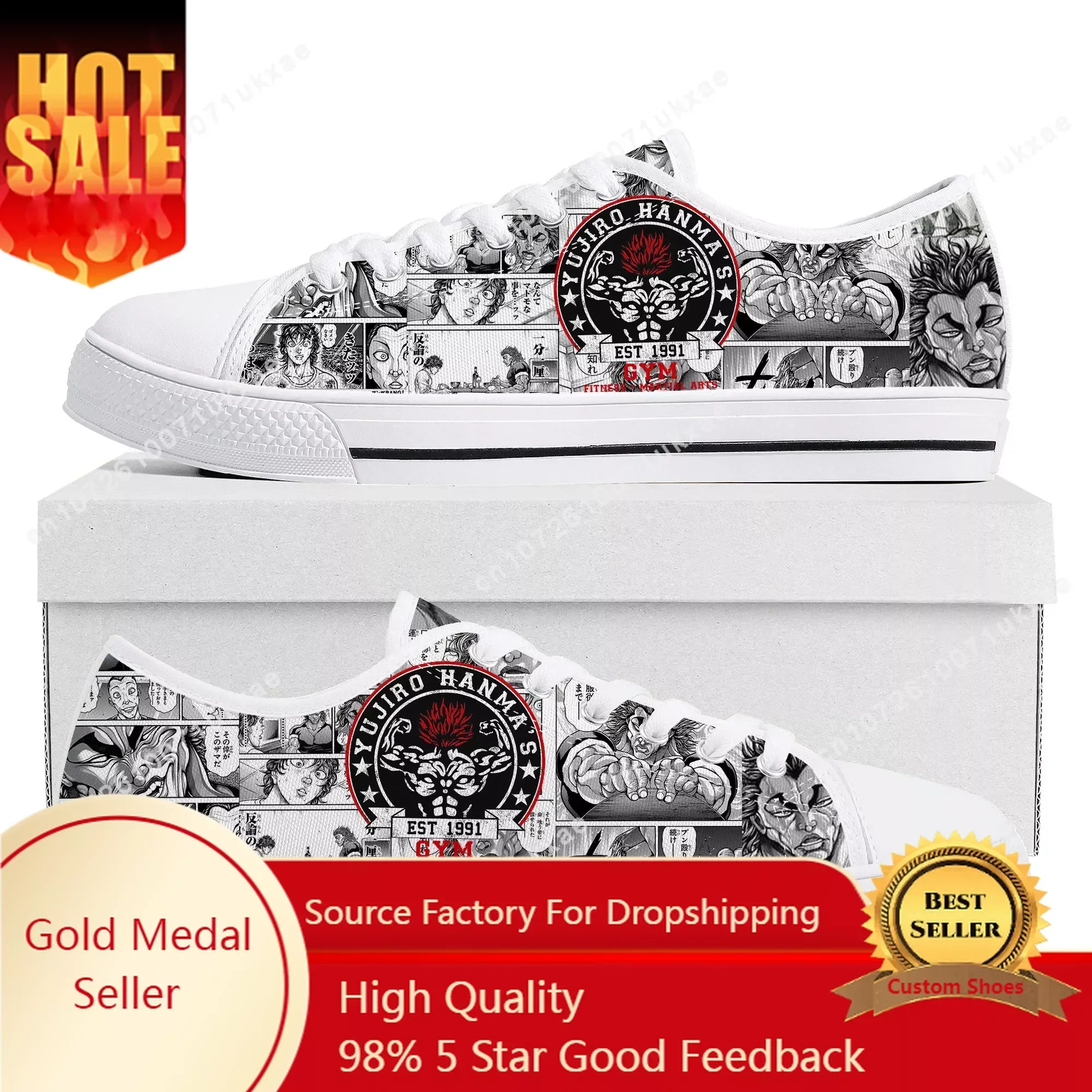 

Anime Baki The Grappler Baki Hanma Low Top Sneakers Mens Womens Teenager Canvas Sneaker Casual Custom Made Shoes Customize Shoe