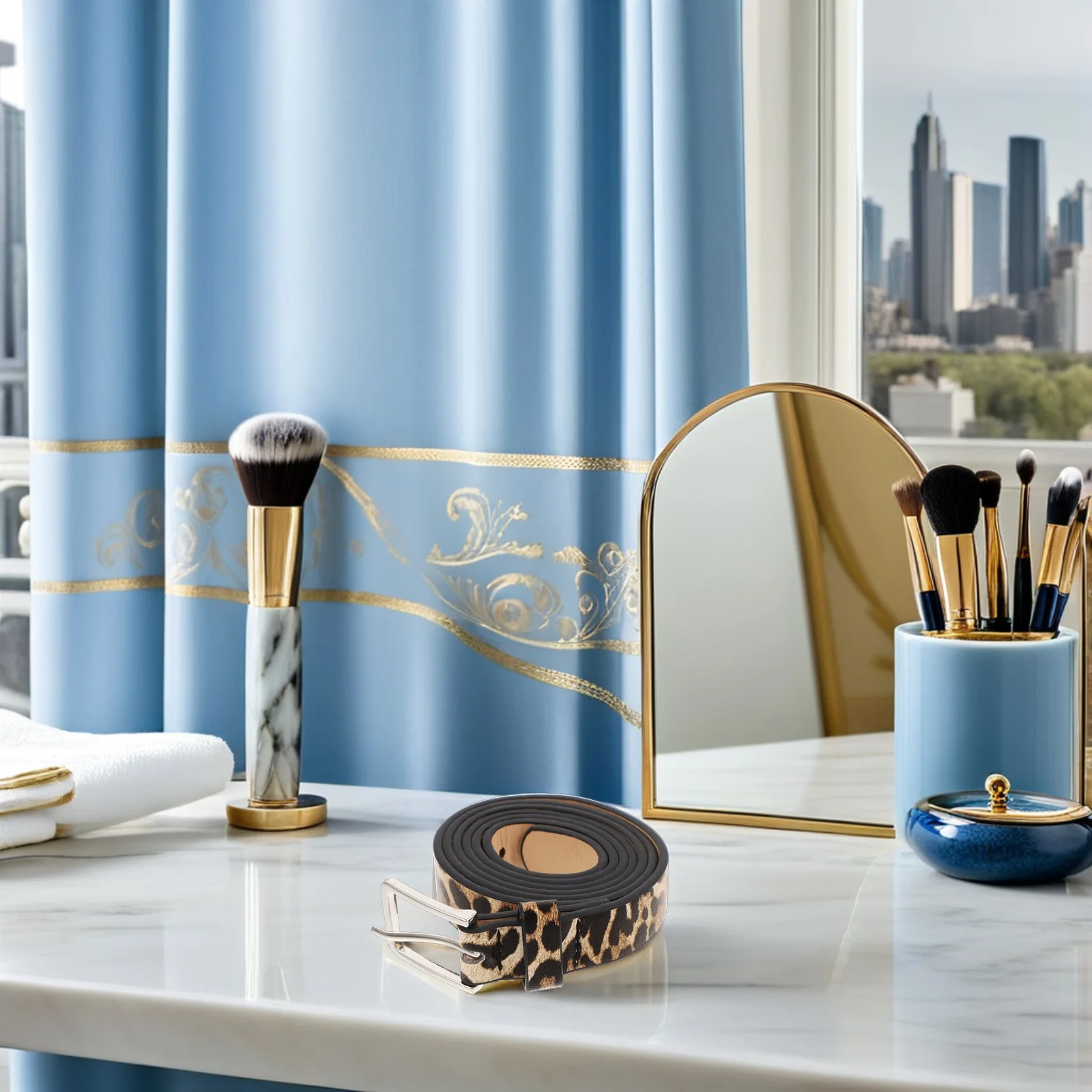 

Leopard PU Women's Waist Belt Light Brown Fashion Decoration Belt Vintage Style for Jeans Pants Casual Dress