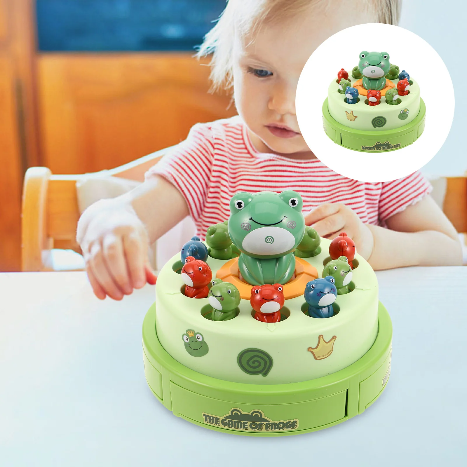 

1Set Frog Bounce and Catch Game Electric Rotating Disc with Music Interactive for Family Bonding Indoor Outdoor