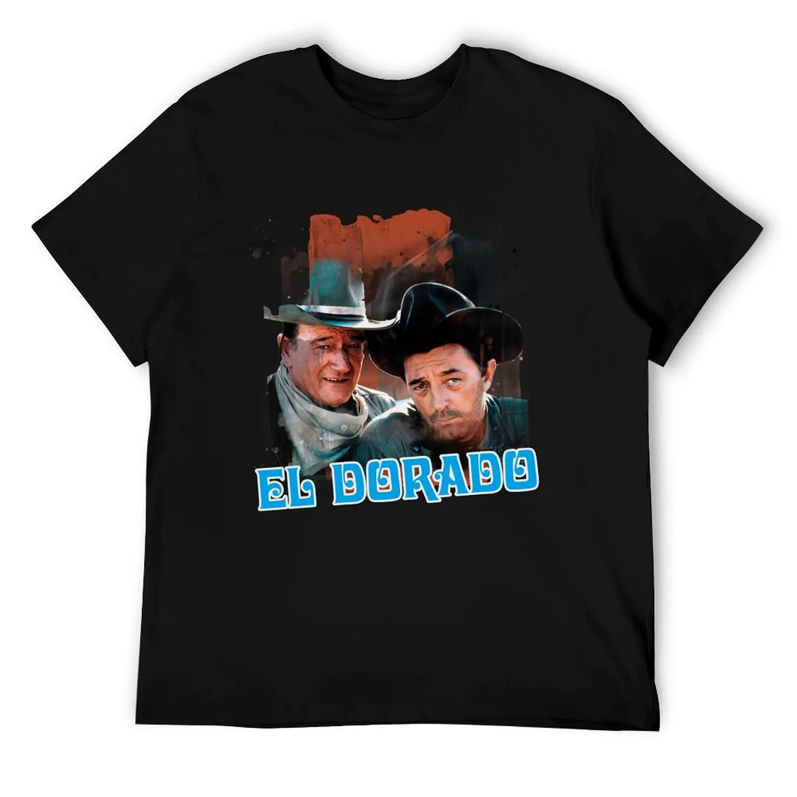 

John Wayne Robert Mitchum, Western El Dorado, film 1966 T-Shirt man t shirt cotton high quality cotton t shirts man 100% T-Shirt