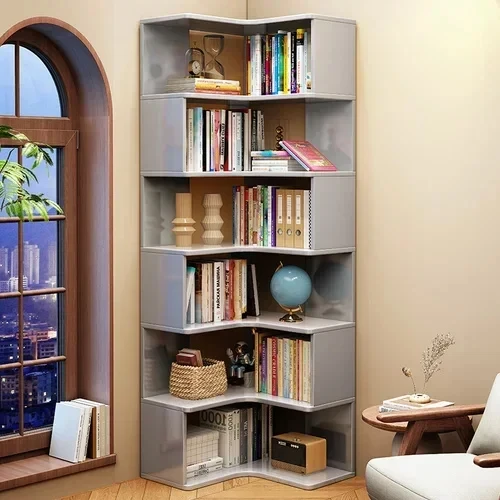 Corner Kids Bookshelf Floor Shelf Solid Wood Small Bookcase Combination Library Reading Shelf Living Room  Furniture