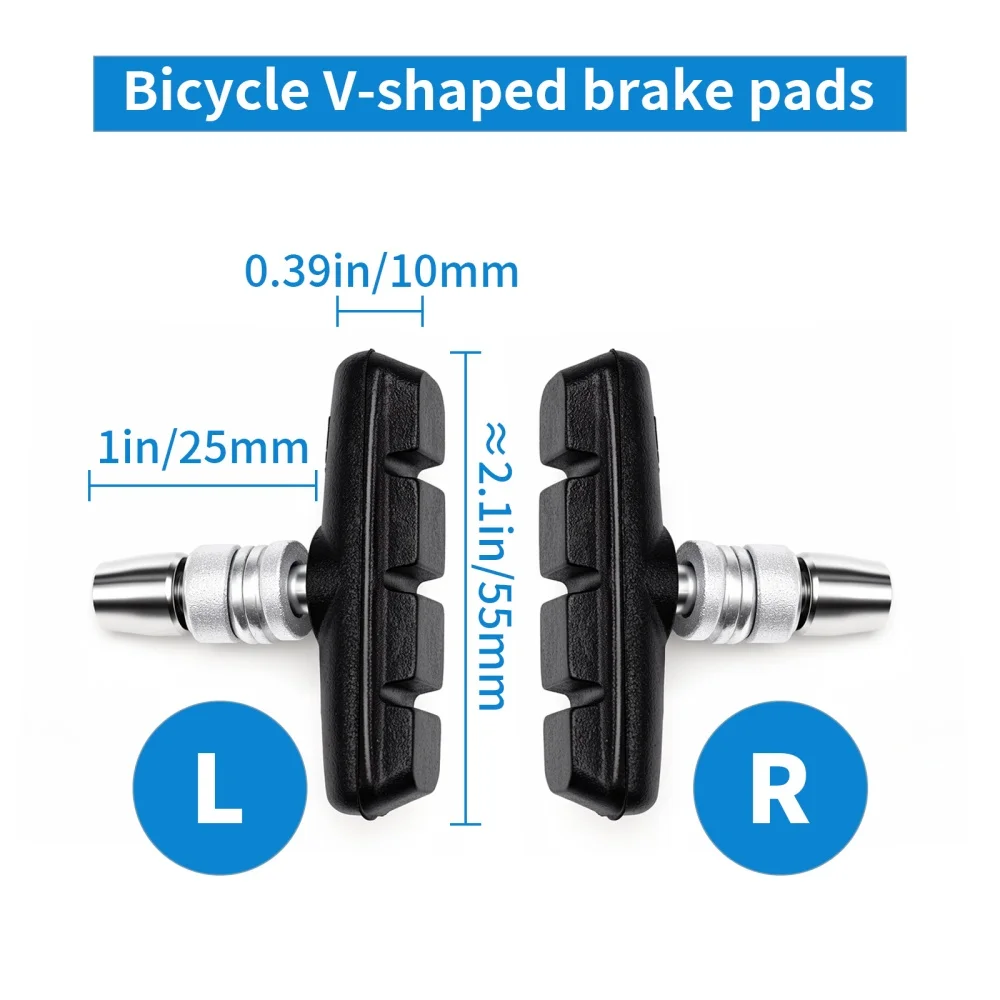 CNCLOL Bike V-Brake Pads 55mm / 70mm, Fit Mtb,Folding,BMX Bicycle Rubber Brake Shoes 2 Pairs, Fit Shimano/SRAM V Brake view 3