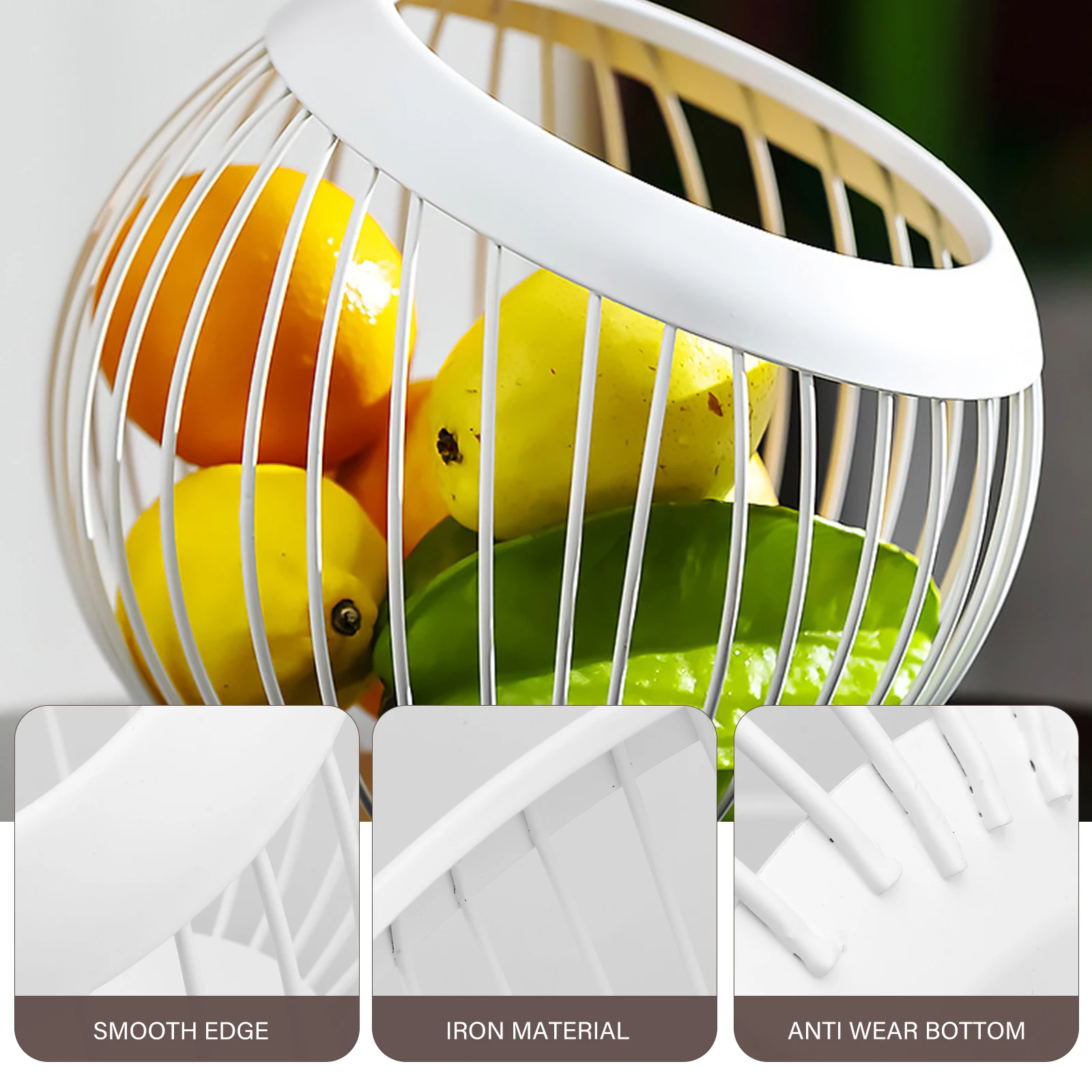 

Iron Art Storage Basket Large Capacity Kitchen Living Room Tray Sundries Container Snack Organizer Fruit Vegetable Holder