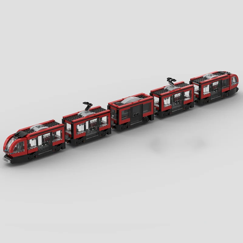 qwert City Car Model MOC Building Bricks Downtown Tram Motorized Modular Technology Children Holiday Gifts Assemble Toys Suit