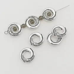 30pcs/Lot Vintage Stone Pattern Spiral Round Beads Frame Buckle 14mm (Fit4/5mm) Handmade Connector Spacers DIY Jewelry Findings