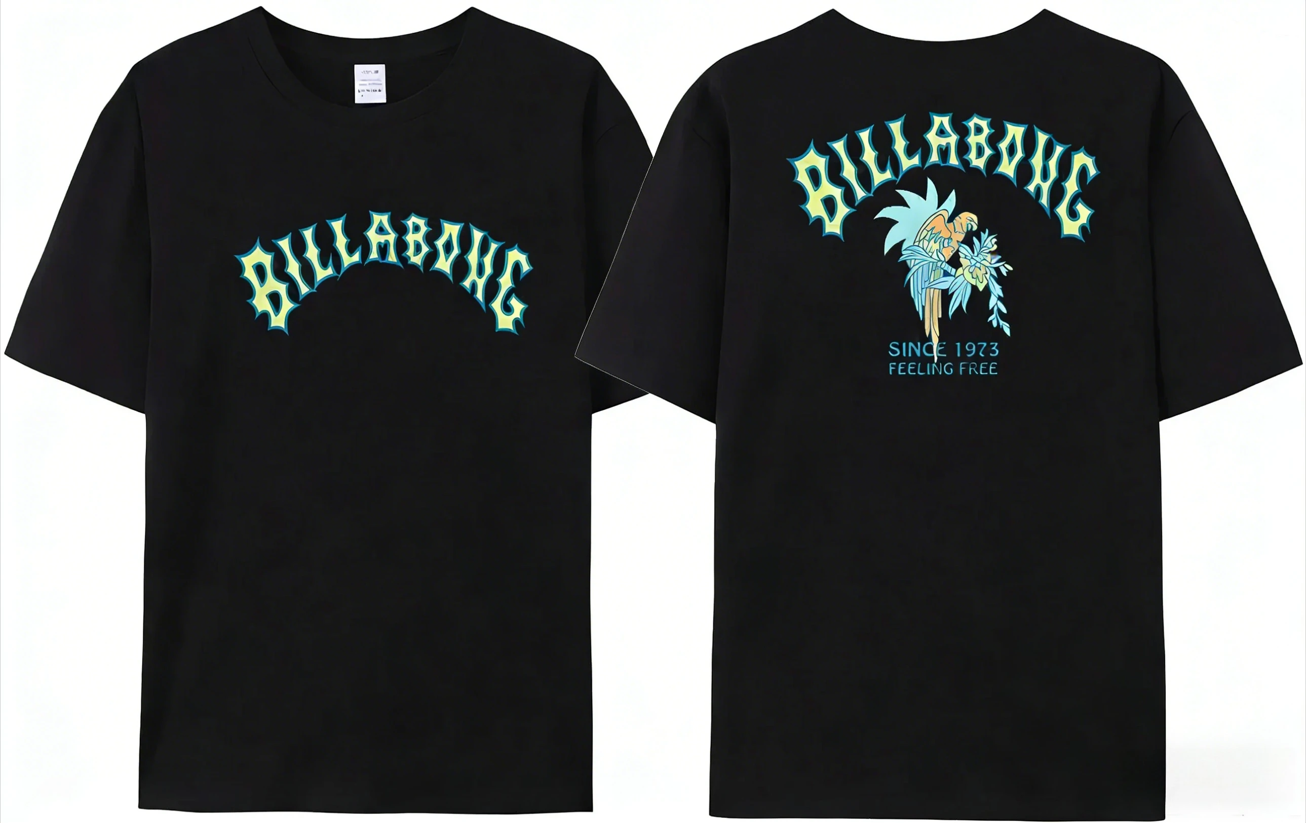 Summer men's Billa-bong English printed T-shirt, 100_ cotton double-sided high-quality casual T-shirt clothing graphic t shirts