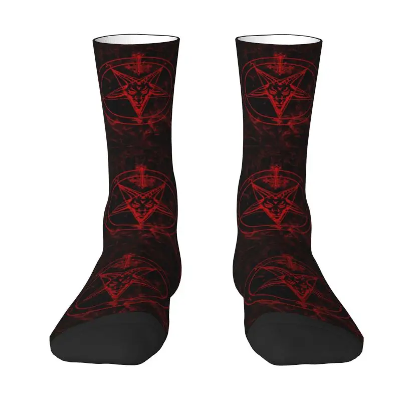 Calcetines Unisex con estampado 3D de Baphomet Leviatán para hombre, medias de vestir cruzadas cálidas, transpirables, con estampado 3D del diablo satánico