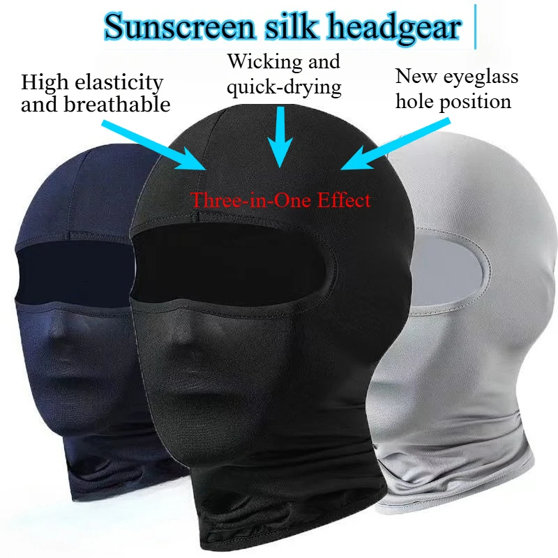 

Sunscreen silk summer motorcycle helmet liner inner lining for outdoor fishing and cycling hat, windproof face mask, head cover