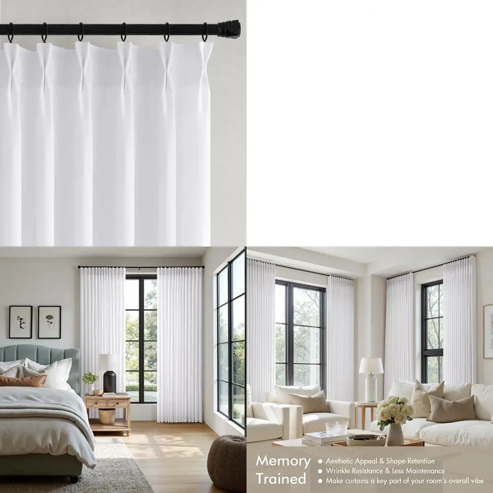 

96. льняные плиссированные прозрачные шторы — форма памяти, полупрозрачная конфиденциальность, стиль фермерского дома для гостиной и спальни.