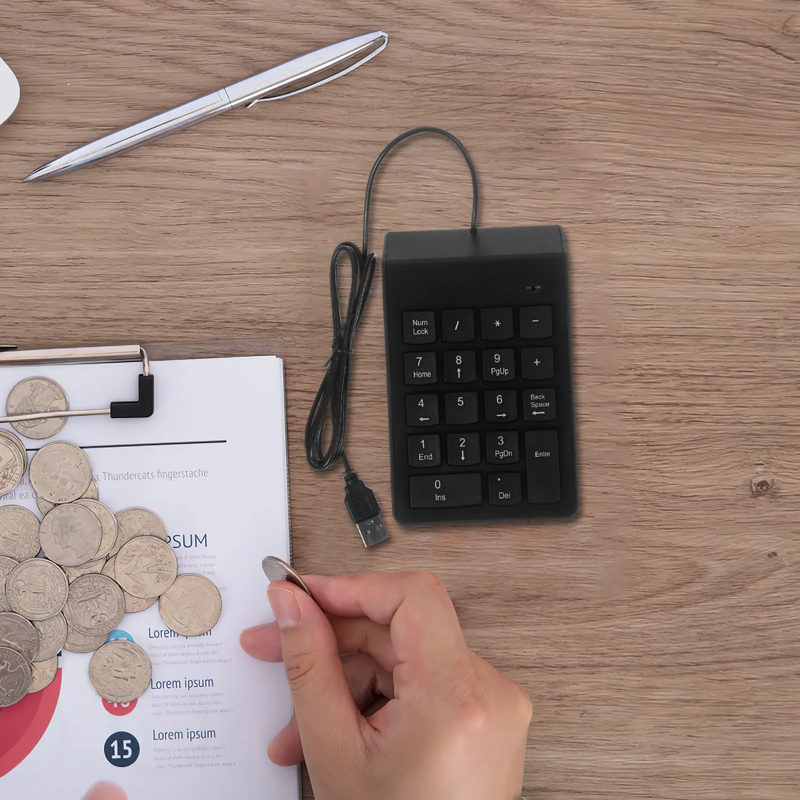 19 Key USB Number Pad Wired Numeric Keypad Keyboard for Laptop Portable Stable Reliable Number Pad Keyboard 19 Key USB Keypad