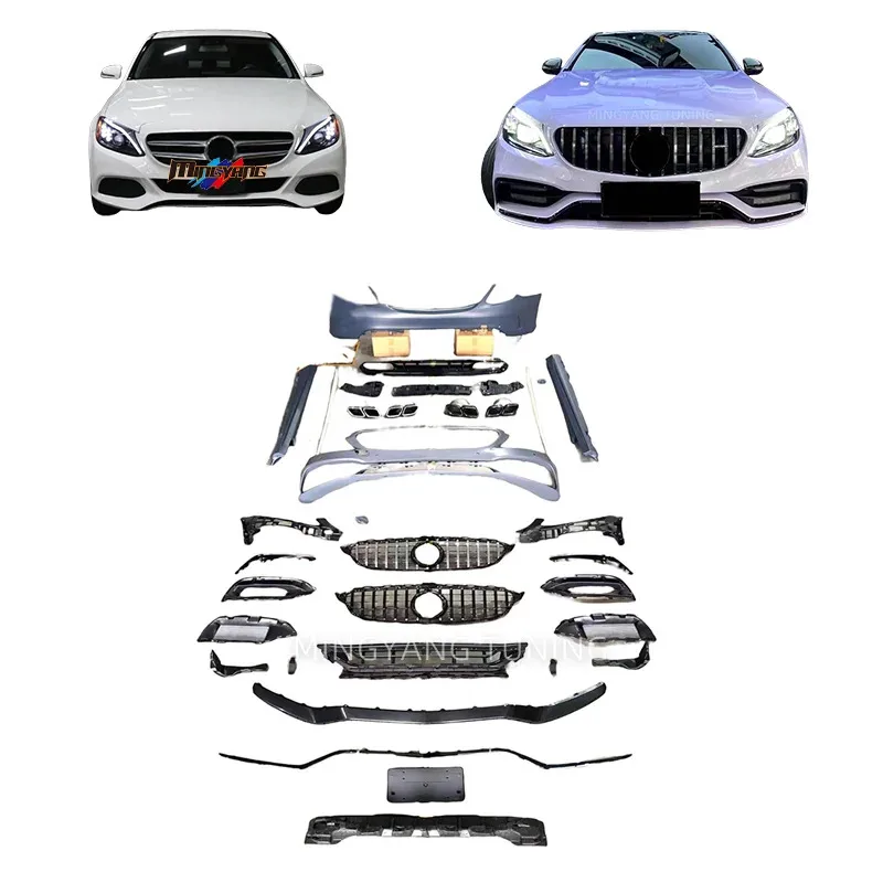 

Modification W205 Upgrade C63 Facelifts C63 Car Bumper Side Skirt Grille Bodykit for C Class 2015-2018 W205 Body K