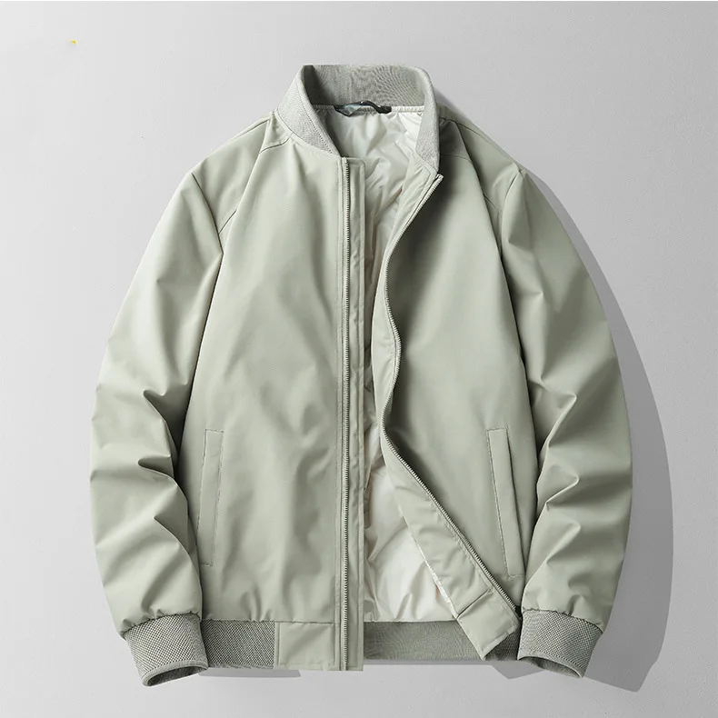 

Winter Men Coat New Thicken Cold-proof Stand Collar Man Outerwear Solid Color Long Sleeve Zipper Lightweight Male Down Jacket