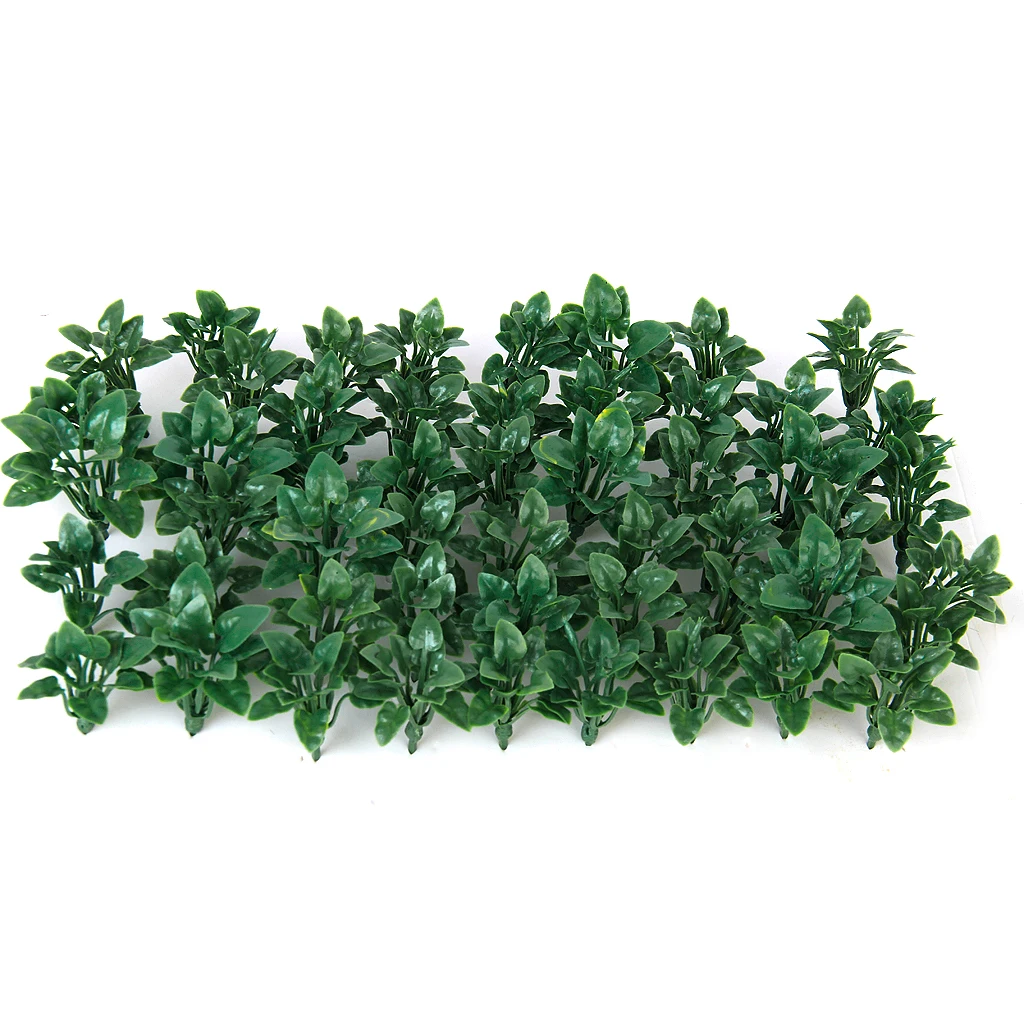 50pcs Plastic Railway Landscape Model Ground Cover Grass with Heart-Shaped Leaves Scenery Layout Accessory