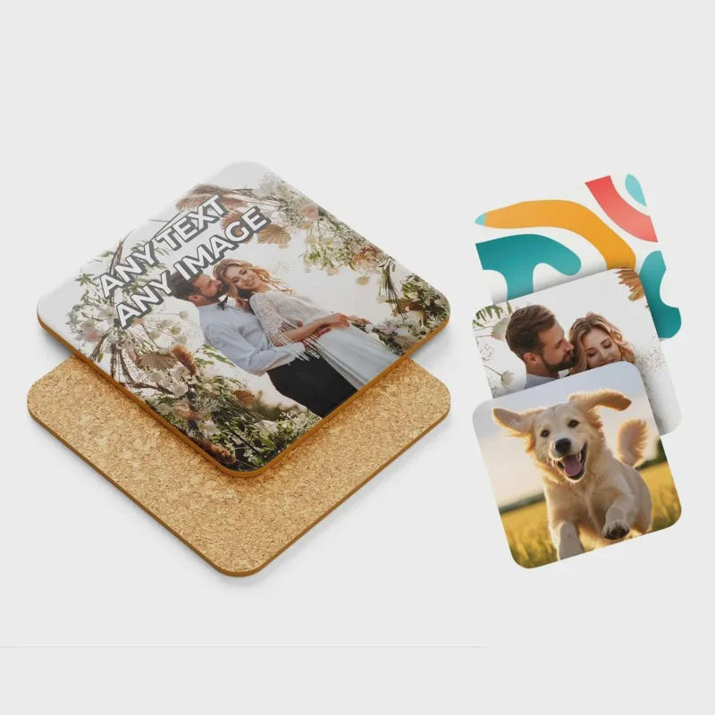 Personalized Custom Photo Coasters MDF Material Kitchen Decoration Customizable Home Bar Table Coaster Set