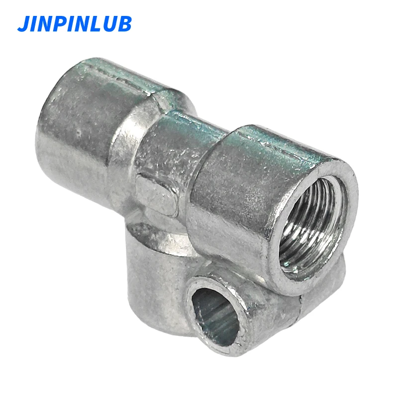 JINPINLUB Fixed oil line oil pipe tap fittings zinc alloy tee connector three-way adapter for lubrication system