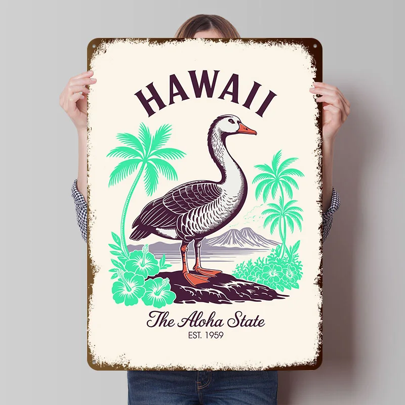 Hawaii Tinplate Poster Custom Wall Art Vintage Metal Signs Retro Tin Plaque for Gaming Room Decoration Cozy Office Decor House