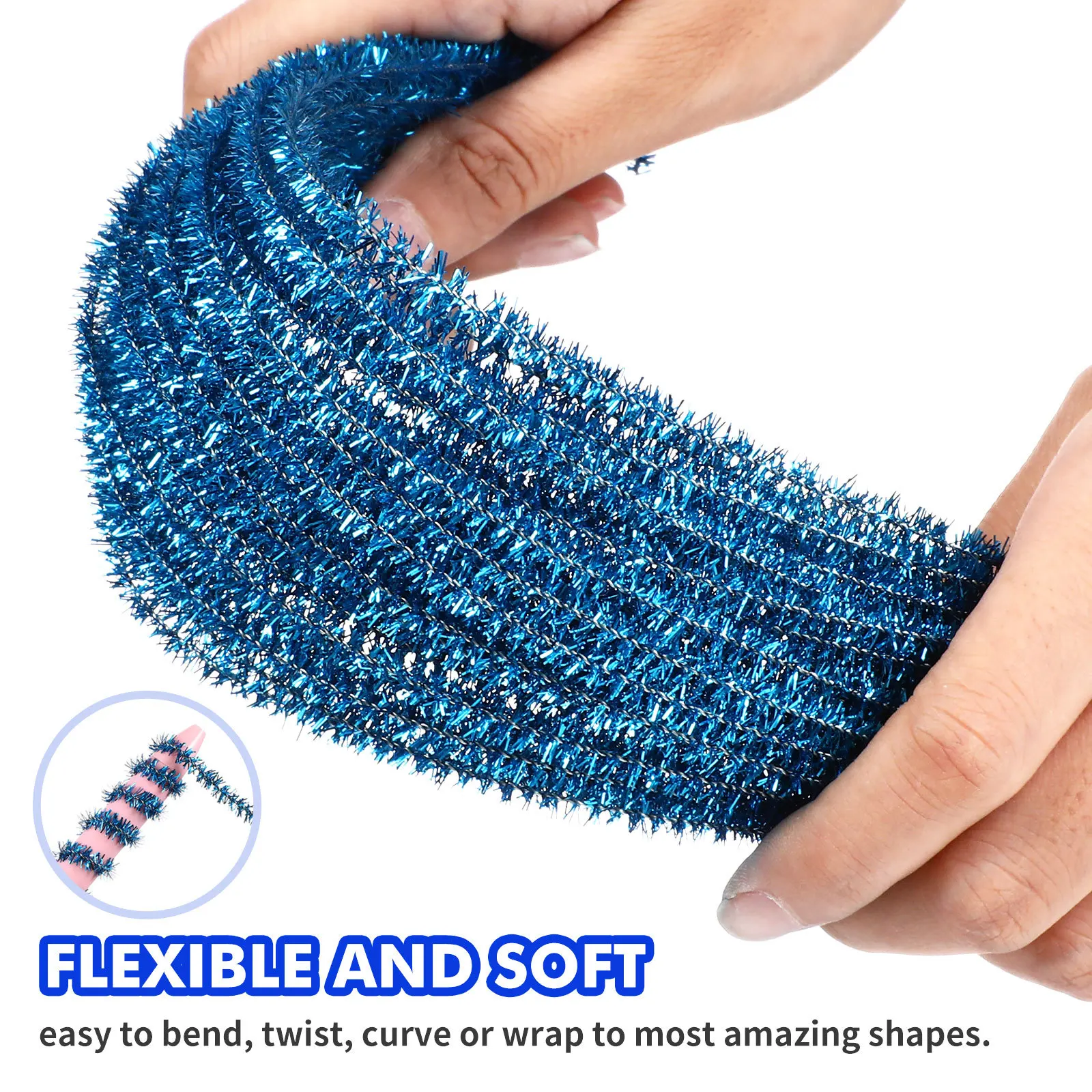 ก้านไหมพรมกลิตเตอร์สีทอง 200 ชิ้น วัสดุงานฝีมือ DIY สำหรับงานวันเกิดเด็ก ของชำร่วยงานปาร์ตี้ ก้านไหมพรมบิดเกลียว อุปกรณ์งานฝีมือ