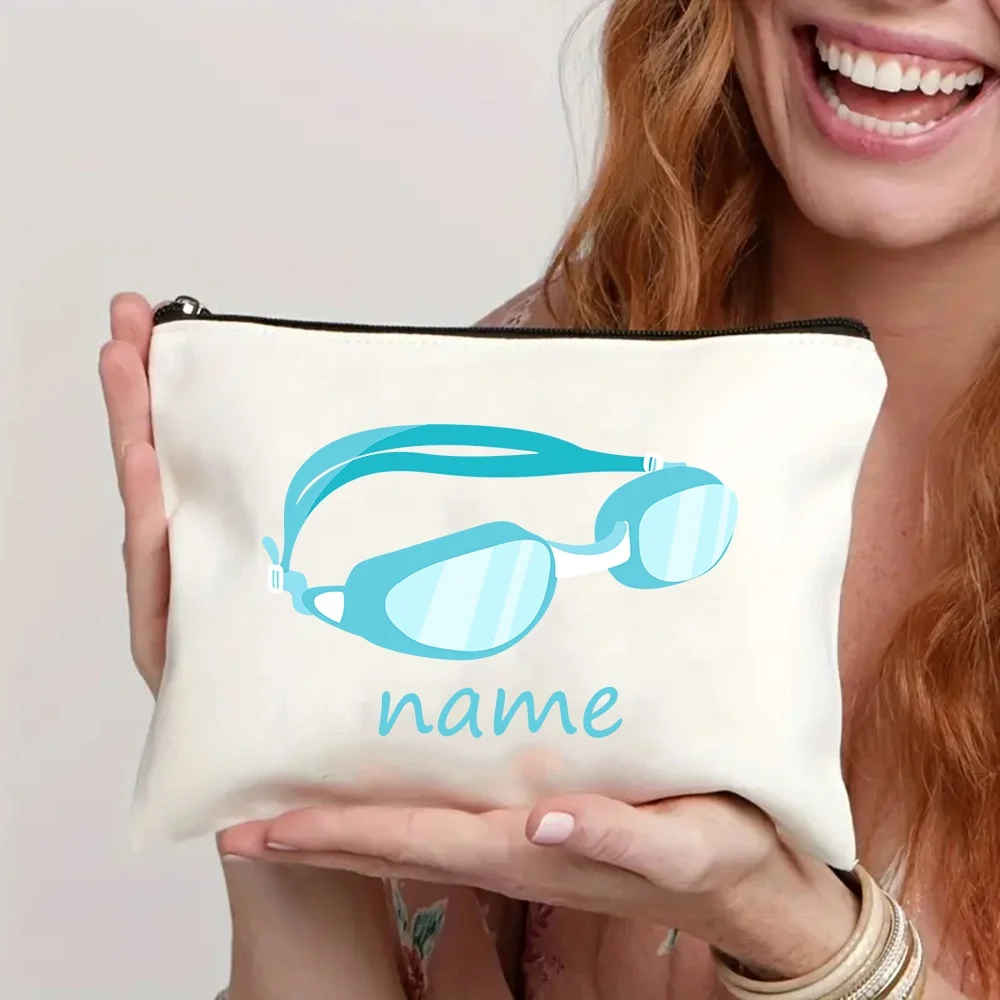 Customized DIY Personalized Artistic Name Beach Travel Storage Bag with Swimming Goggles Pattern Print the Perfect Gift