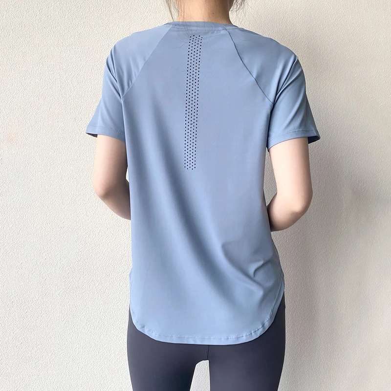 Sports Short Sleeve Tees Gym Tops Women Yoga Running Shirt Fitness Workout Shirts Blouses With Thumb Holes Training Sportswear