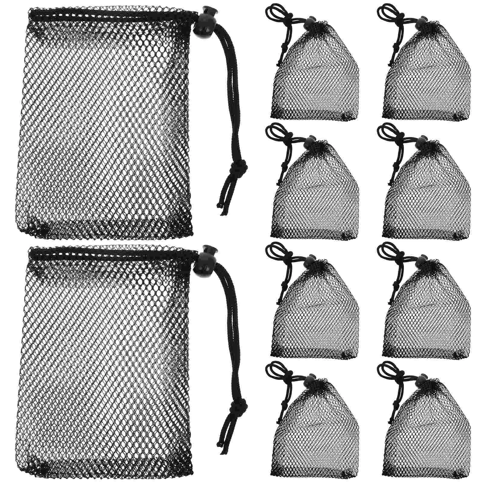 

10pcs Mesh Baseball Drawstring String Bag Kid Small Oversized Clear Net Toy Carbon Set Golf Bulk Set