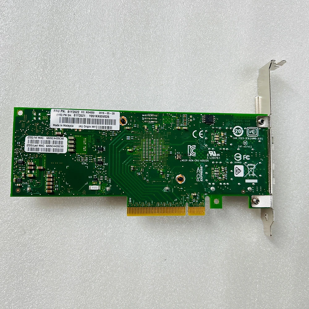 For INTEL X710-DA2 Dual 10 Gigabit Fiber Optic Network Card 81Y3522 7ZT7A00537 01DA902