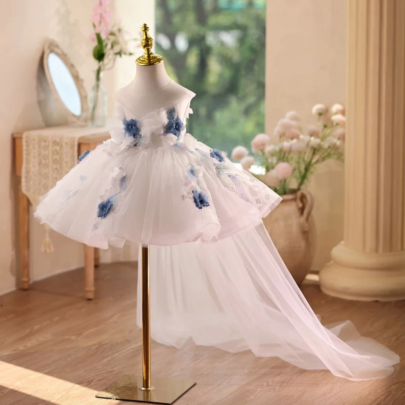 

Piano Performance Light Luxury Niche Flower Little Girl Wedding Dress Children's Birthday