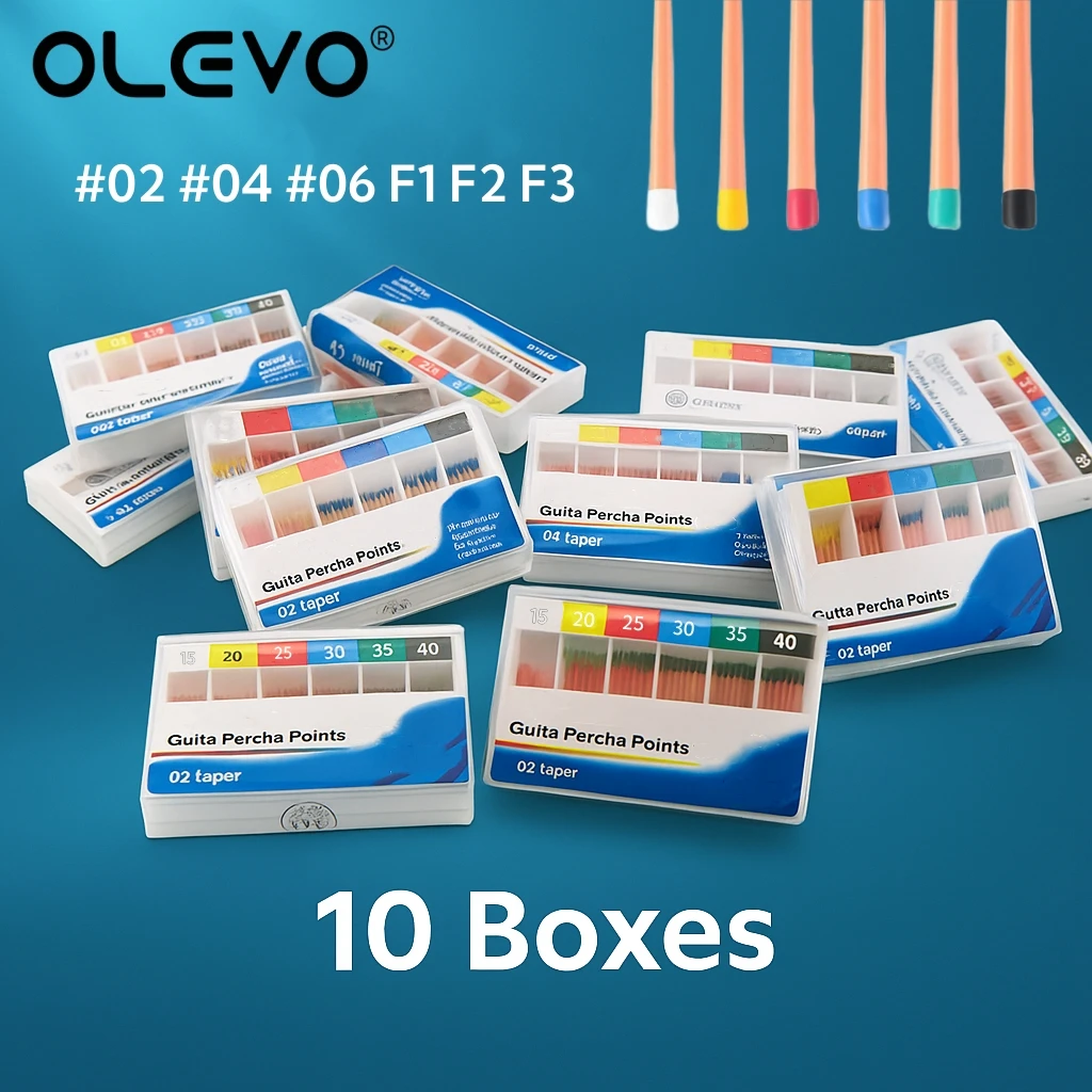 10パック-歯科用ガッタパーチャポイント-歯内根管閉塞チップ-テーパーパーチャ-02-04-06-f1-f2-f3-歯内充填材