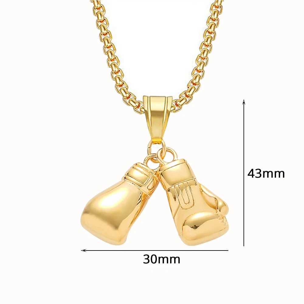 الهيب هوب زوج الملاكمة قفاز قلادة القلائد الذكور الذهب اللون قلادة من الفولاذ المقاوم للصدأ للرجال الهبي مجوهرات رياضية هدية #3