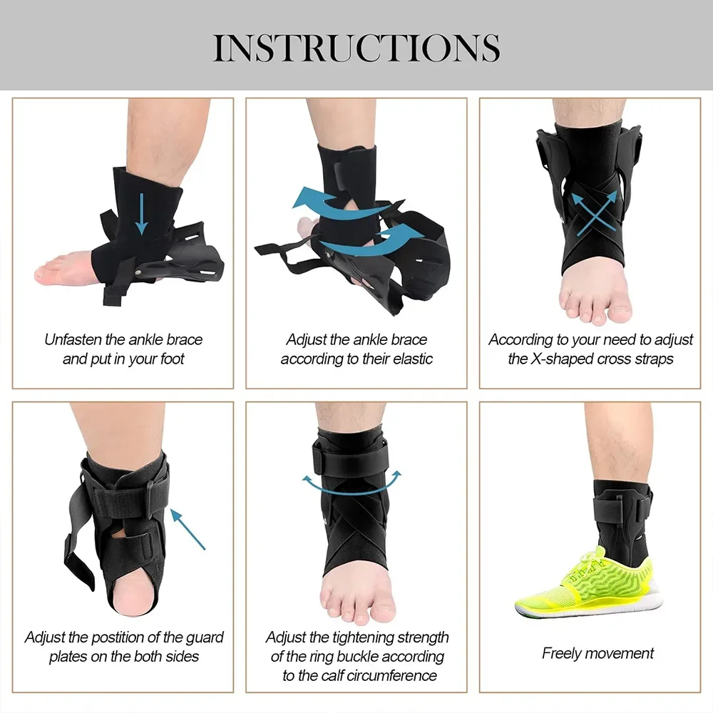 Ankle Brace for Sprained Ankle Support with Side Stabilizers for Men Women Ankle Splint Stabilizer Recovery Tendonitis