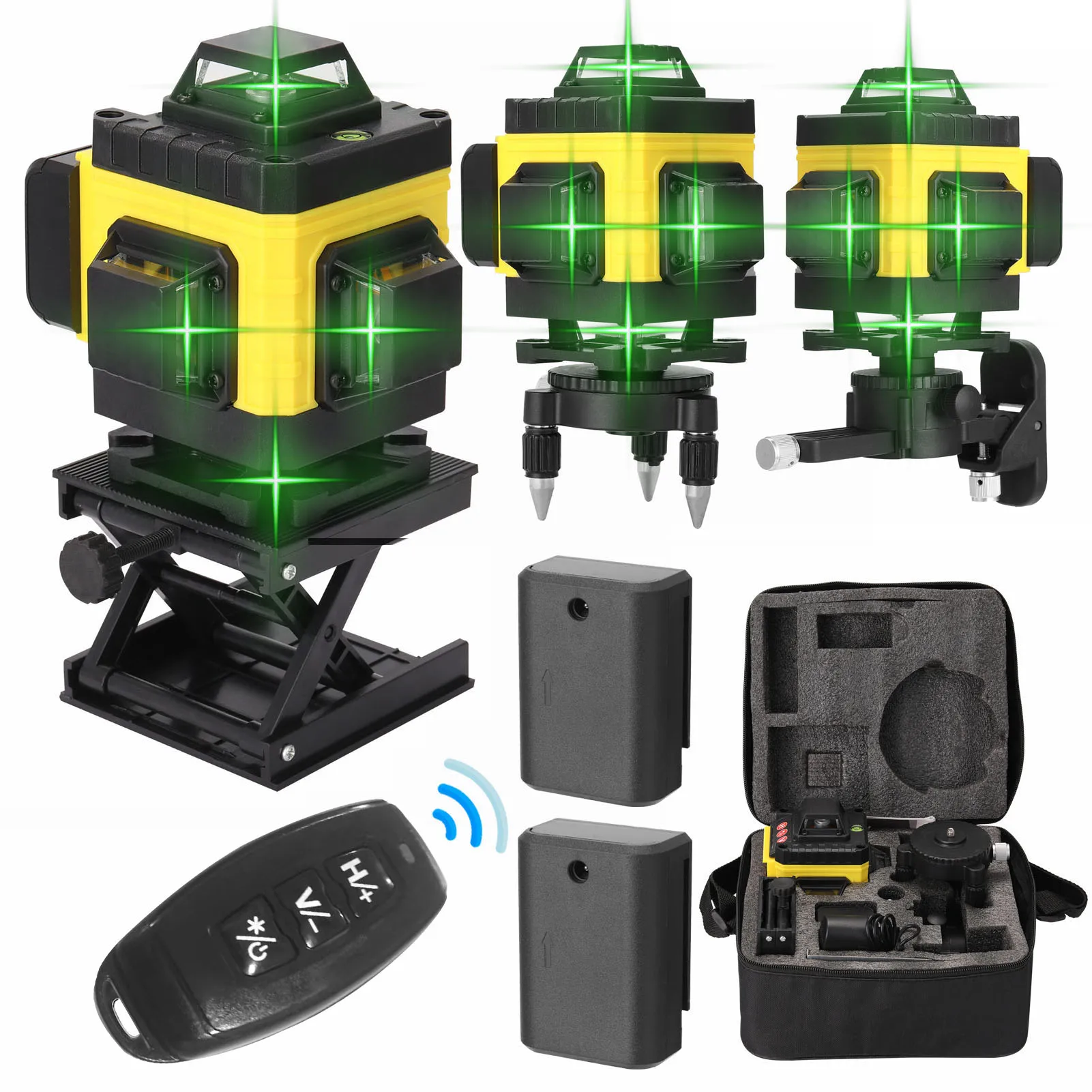 4D 16 Lines Laser Level Tool Vertical Horizontal Lines Multifunctional 3° Self-leveling With Li-ion battery