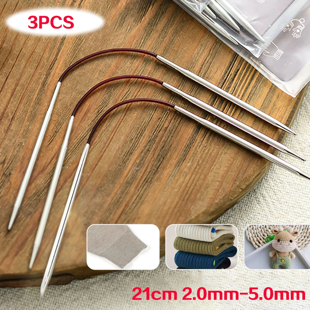 

3 шт. 21 см мини вязальные спицы нейлоновая нить металлические булавки инструменты для рукоделия шерсть хлопчатобумажная пряжа манжеты носки кукла DIY вязаные аксессуары