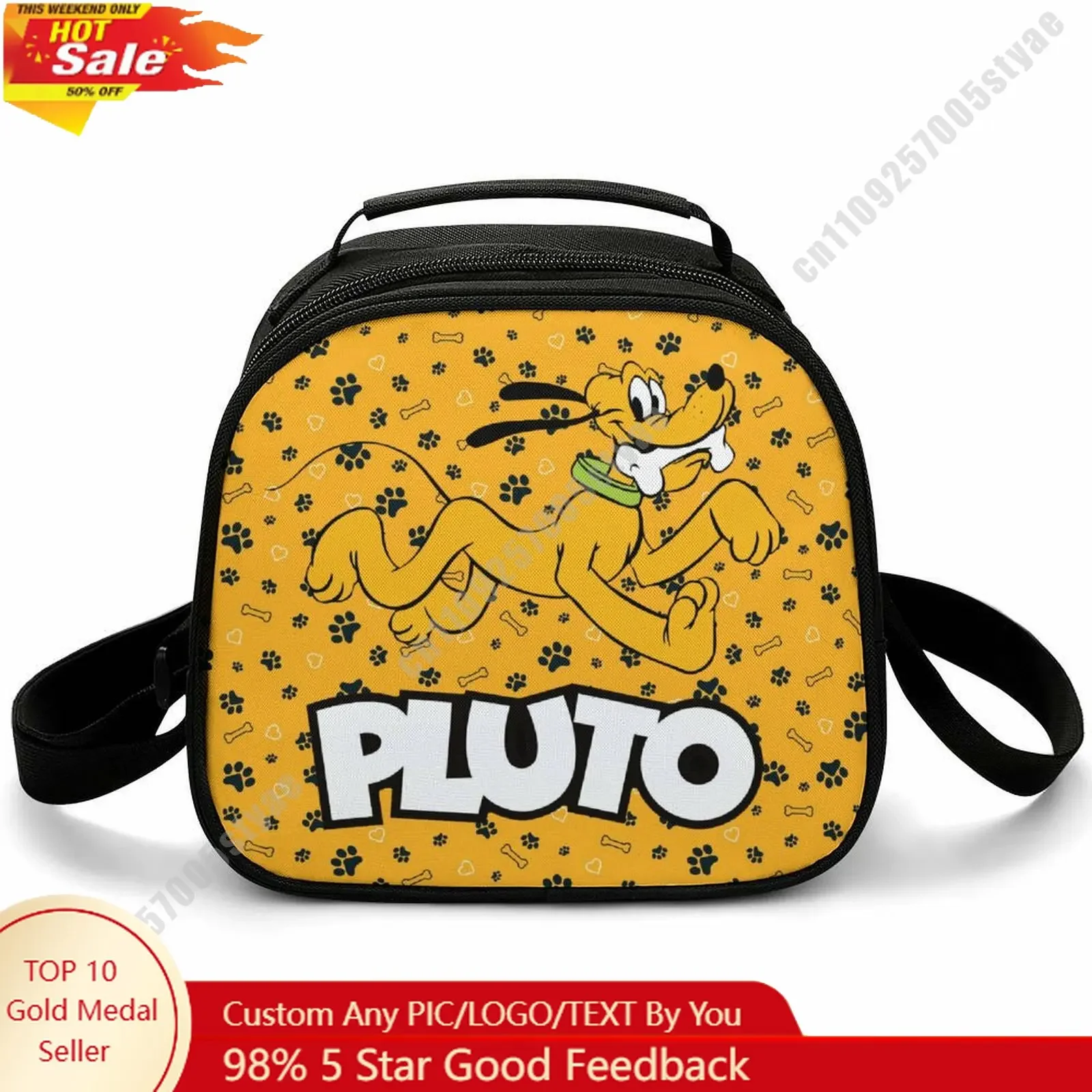 

Pluto Lunch Bag Disney Animal Patterns Bento Bag Customizable Name Photo Logo Lunchbox Essential Picnic Bag