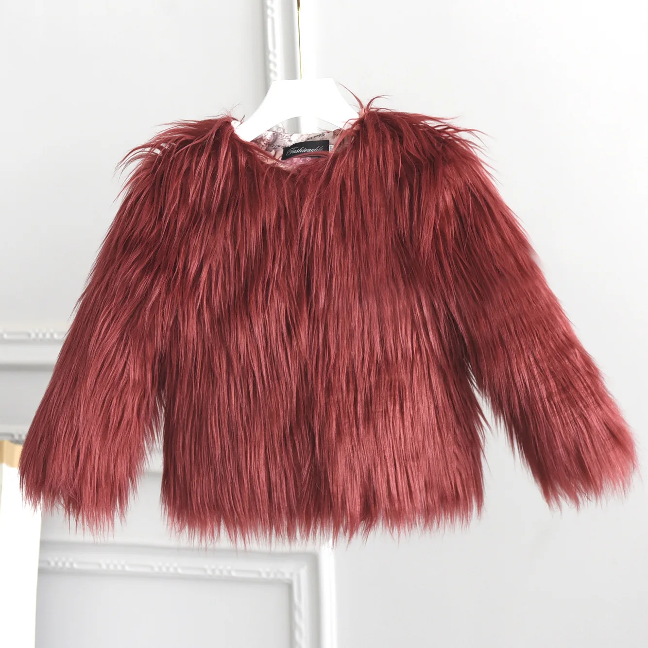 2024 Autumn and Winter New Children Clothing Faux Fur Children Fur Coat Girls Top Long Sleeved Solid Thick Cotton Coat