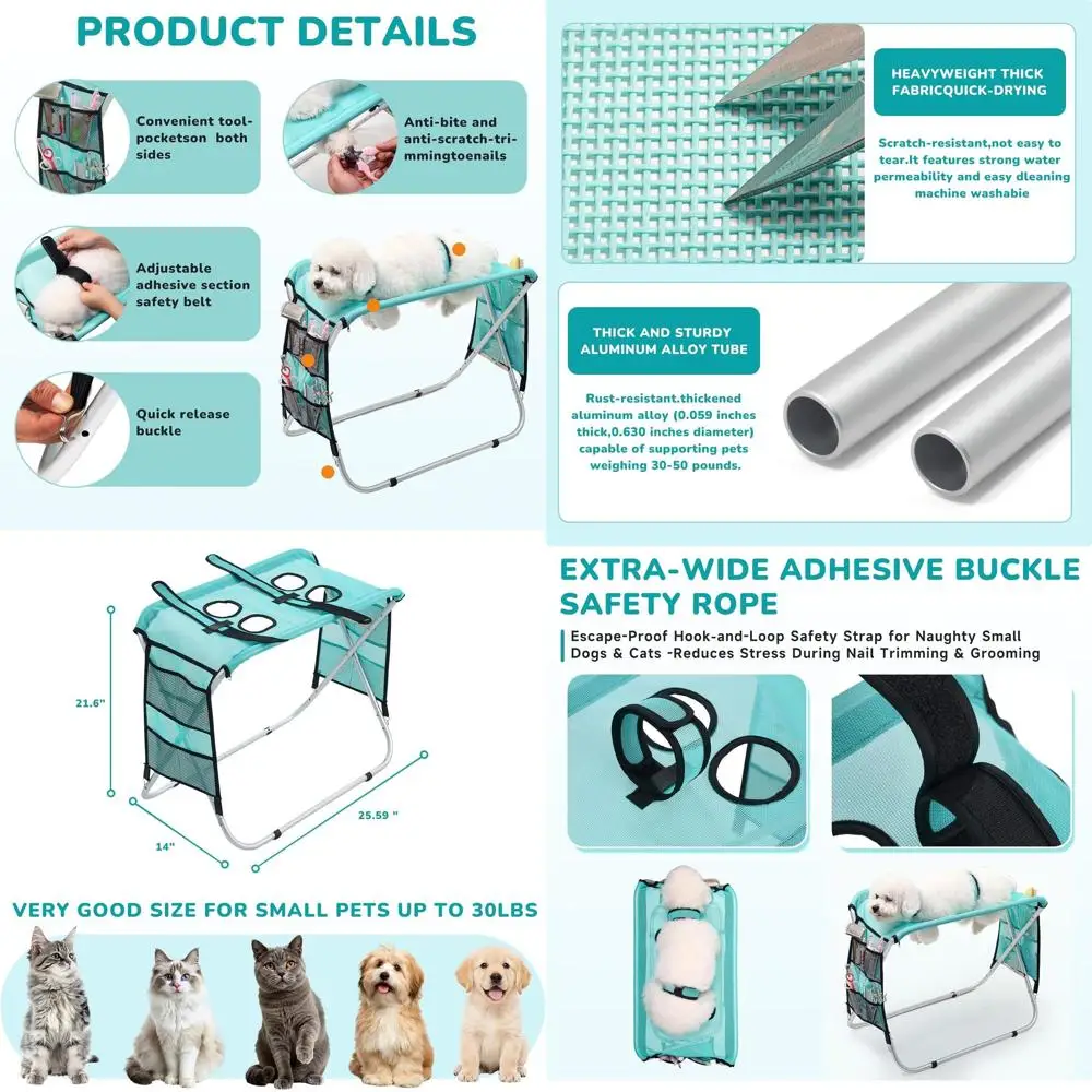 

Гамак для груминга животных со стойкой – Поддерживающий для пожилых собак и кошек, идеален для стрижки когтей, купания и ухода, простая установка, компактный