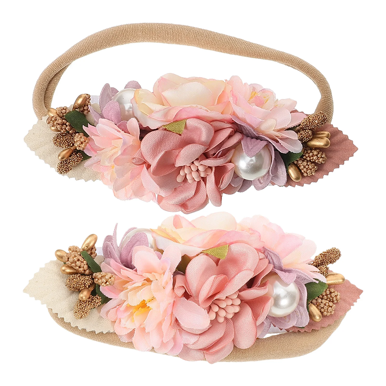 

2pcs Baby Headband For Newborn Infant Flower Hairband Kids Soft Floral Headdress Lightweight Comfortable Durable Gift For Baby