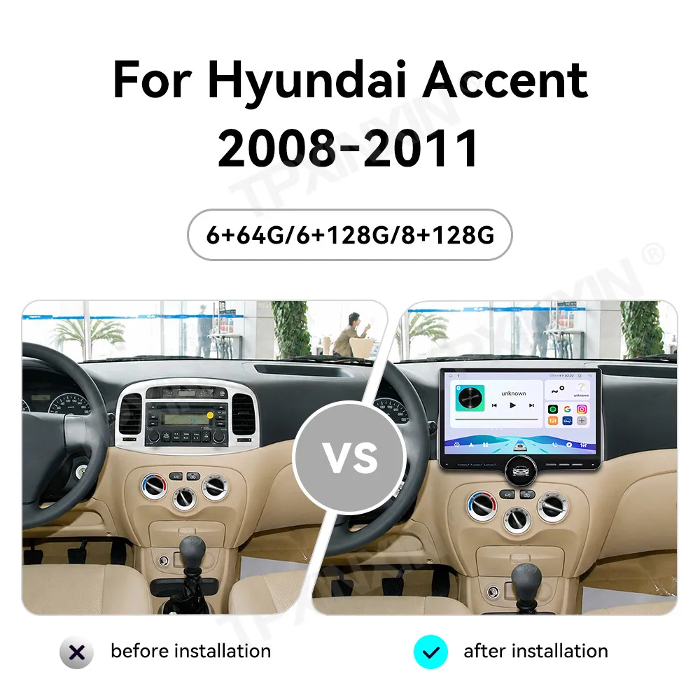 For Hyundai Accent 2008-2011 Android Car Radio Multimedia Video Wireless Carplay Autoradio Stereo GPS Navigation Head Unit