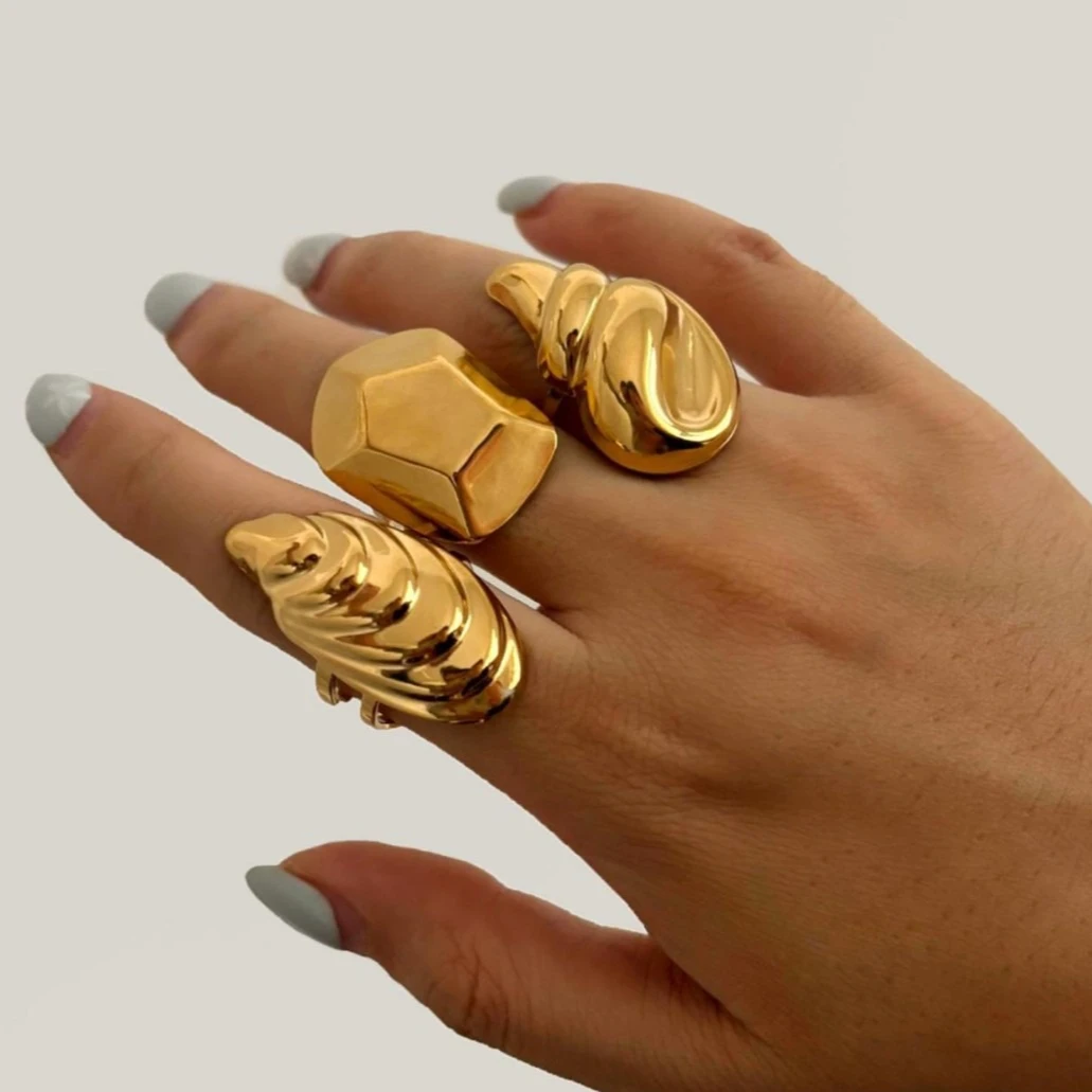 

Ретро осенне-зимнее женское кольцо из нержавеющей стали с геометрическим нерегулярным отверстием, модное высококачественное кольцо