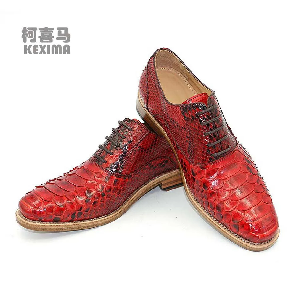 

hulangzhishi new Python skin Men dress shoes Pure manual snake Leather shoes business male formal shoes new